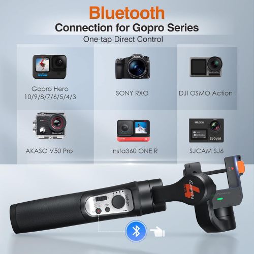  [아마존베스트]3-Axis Gimbal Stabilizer for GoPro 8 Action Camera Handheld Gimbal Tripod Mount Splash-Proof Wireless Control for Gopro Hero 8,7,6,5,4,3, Osmo Action,SJ CAM,YI Cam,Sony RX0  Hohem