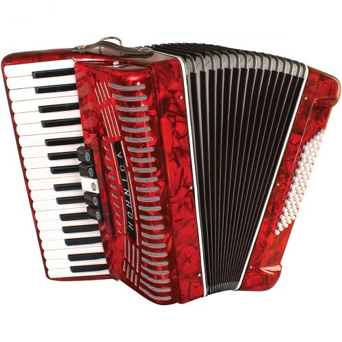  Hohner 72 Bass Entry Level Piano Accordion Red