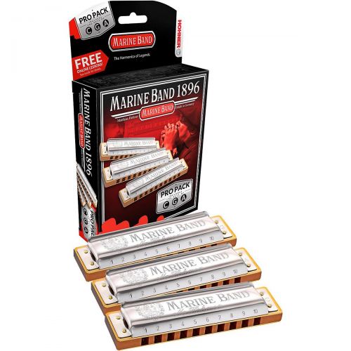  Hohner},description:The 1896 Marine Band Harmonica Pro Pack contains 3 of Hohners professional-level Marine Band harmonicas in a package that saves you some cash while offering you