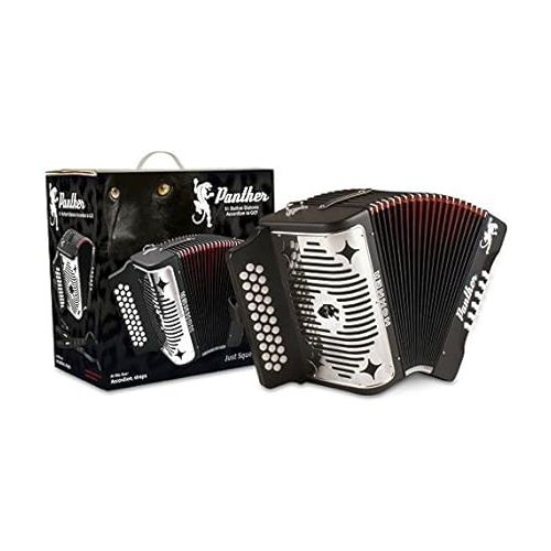  Hohner Panther G/C/F 3-Row Diatonic Accordion - Black