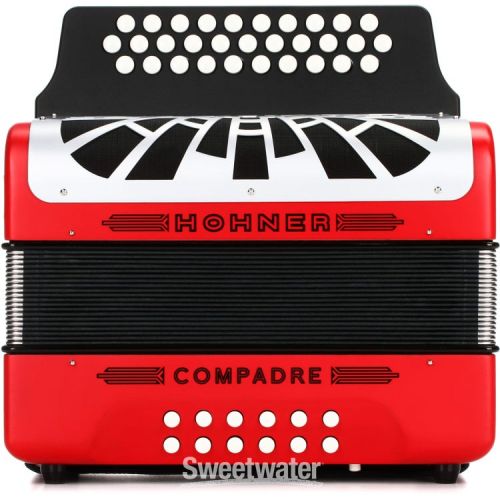  Hohner Compadre Diatonic Accordion - Keys of F/Bb/Eb - Red