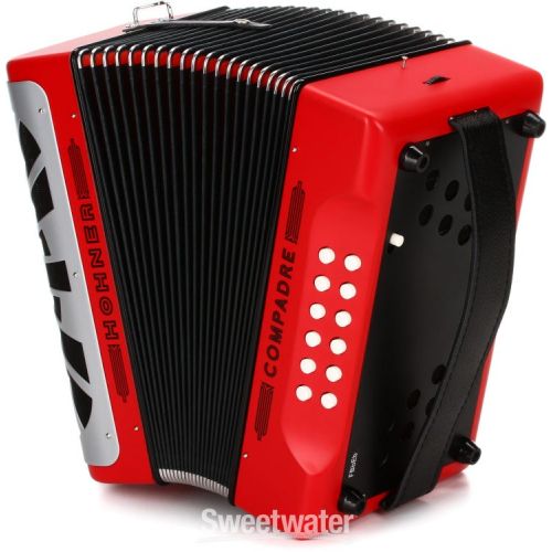  Hohner Compadre Diatonic Accordion - Keys of F/Bb/Eb - Red