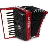 Hohner Bravo II 48 Chromatic Piano Key Accordion - Pearl Red