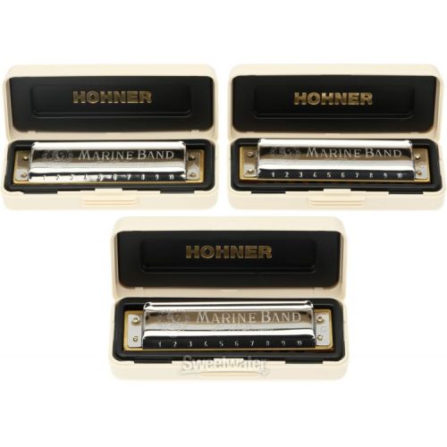  Hohner Marine Band 1896 Pro Pack 3-piece Harmonica Set