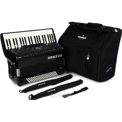  Hohner Bravo III 120 Chromatic Piano Key Accordion - Jet Black