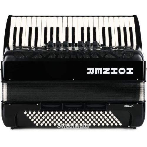  Hohner Bravo III 120 Chromatic Piano Key Accordion - Jet Black