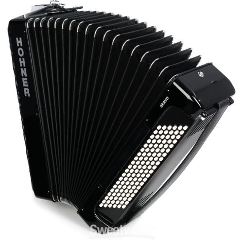  Hohner Bravo III 120 Chromatic Piano Key Accordion - Jet Black