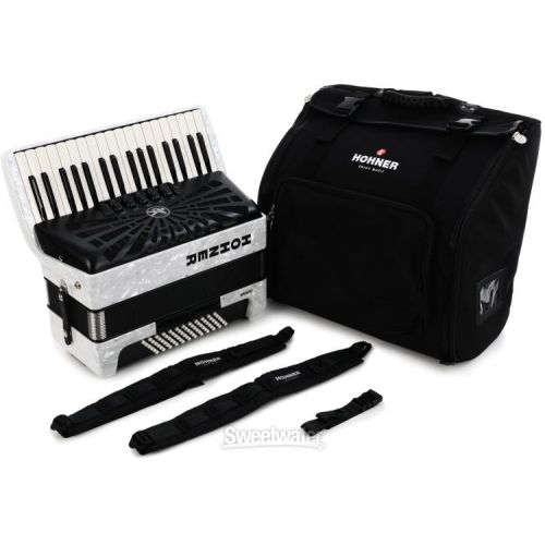  Hohner Bravo III 72 Chromatic Piano Key Accordion - Pearl White