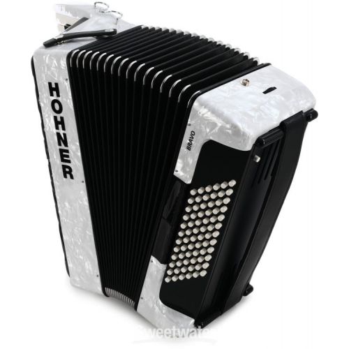  Hohner Bravo III 72 Chromatic Piano Key Accordion - Pearl White