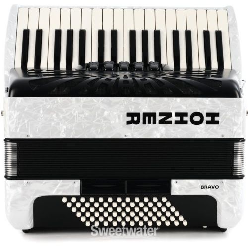  Hohner Bravo III 72 Chromatic Piano Key Accordion - Pearl White