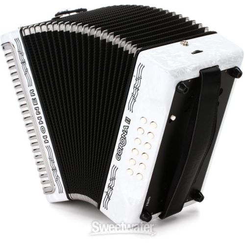  Hohner Corona II Diatonic Accordion - Keys of F/Bb/Eb - White