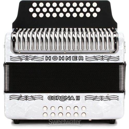  Hohner Corona II Diatonic Accordion - Keys of F/Bb/Eb - White