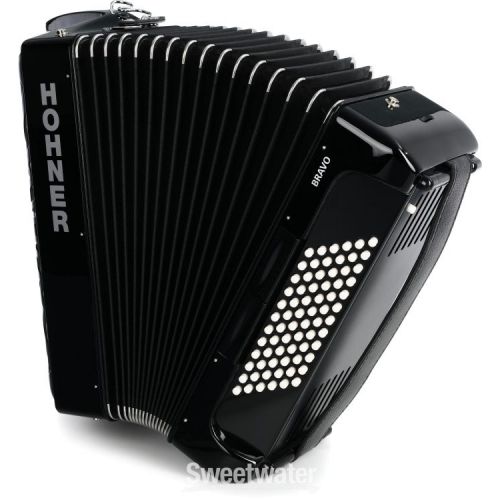  Hohner Bravo III 72 Chromatic Piano Key Accordion - Jet Black