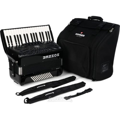  Hohner Bravo III 72 Chromatic Piano Key Accordion - Jet Black