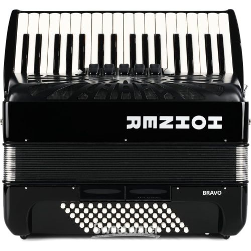  Hohner Bravo III 72 Chromatic Piano Key Accordion - Jet Black