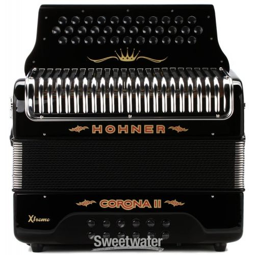  Hohner Corona II Xtreme Diatonic Accordion - Keys of G/C/F - Jet Black