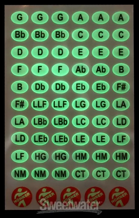  Hohner MZ20195 Glow in the Dark Harmonica Key Stickers