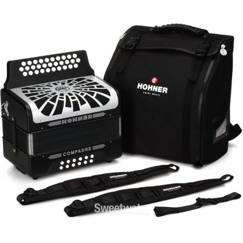  Hohner Compadre Diatonic Accordion - Keys of F/Bb/Eb - Black