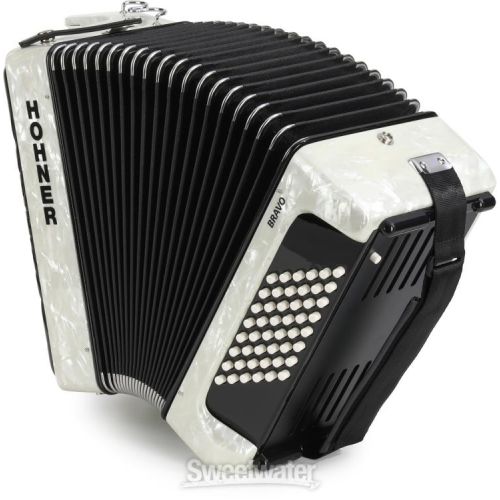  Hohner Bravo II 48 Chromatic Piano Key Accordion - White