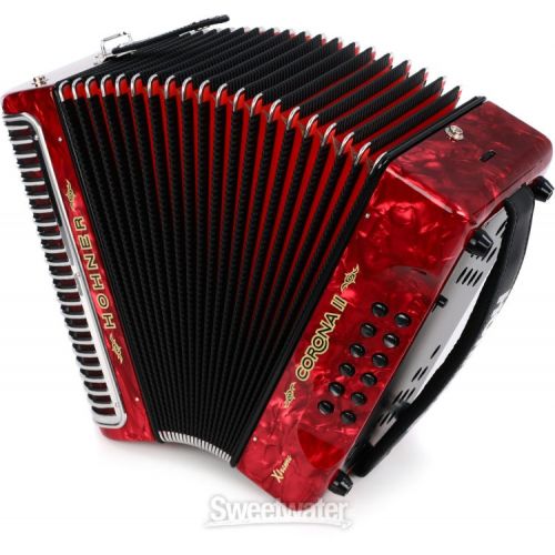  Hohner Corona II Xtreme Diatonic Accordion - Keys of E/A/D - Pearl Red