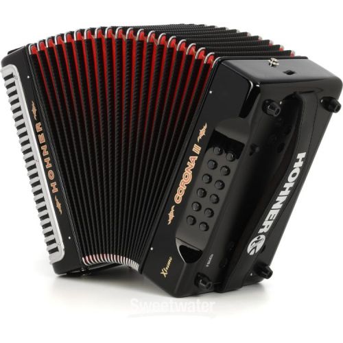  Hohner Corona II Xtreme Diatonic Accordion - Keys of F/Bb/Eb - Jet Black