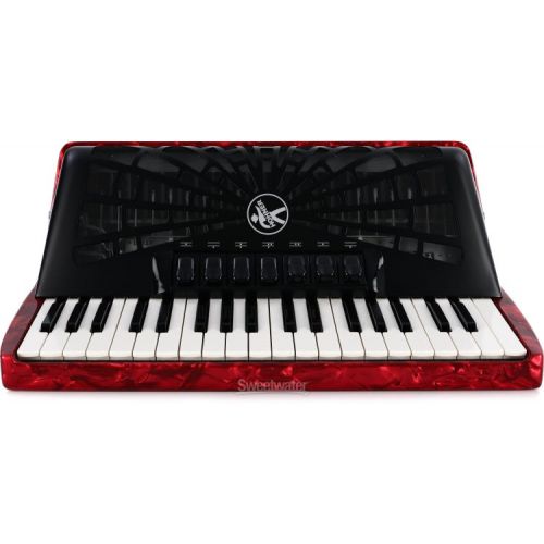  Hohner Bravo III 96 Chromatic Piano Key Accordion - Pearl Red