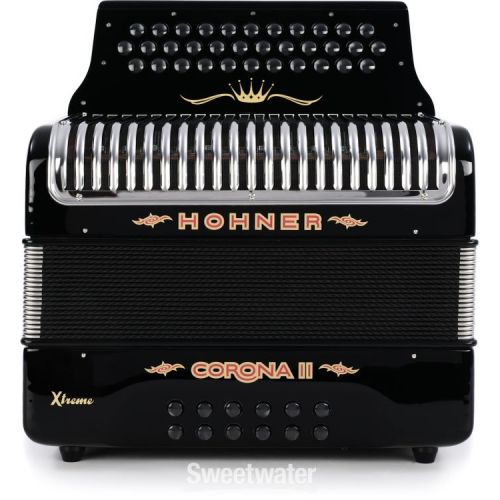  Hohner Corona II Xtreme Diatonic Accordion - Keys of E/A/D - Jet Black