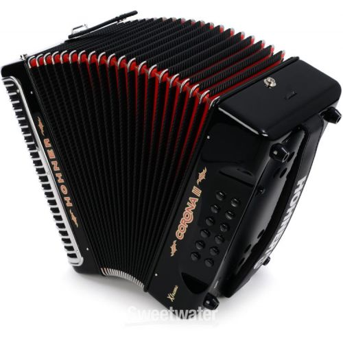  Hohner Corona II Xtreme Diatonic Accordion - Keys of E/A/D - Jet Black