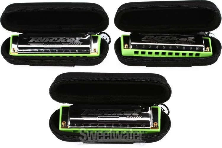  Hohner Rocket Amp Pro Pack 3-piece Harmonica Set - Keys of C, G, A