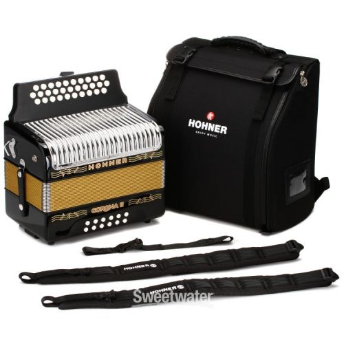  Hohner Corona II Diatonic Accordion - Keys of G/C/F - Black Lacquer