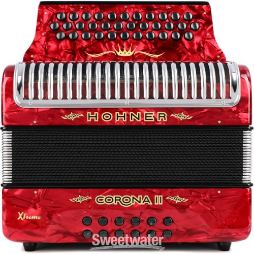  Hohner Corona II Xtreme Diatonic Accordion - Keys of G/C/F - Pearl Red