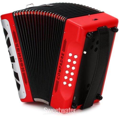  Hohner Compadre Diatonic Accordion - Keys of E/A/D - Red