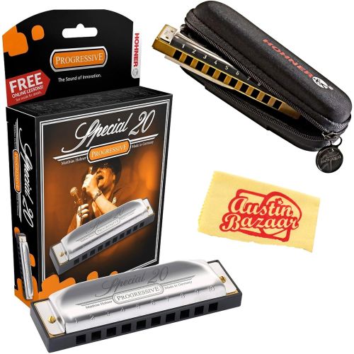  Hohner Accordions Hohner 560 Special 20 Harmonica - Key of C Bundle with Carrying Case and Austin Bazaar Polishing Cloth