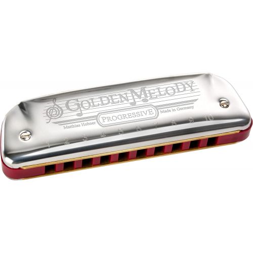  Hohner Accordions Hohner 542PBXBFLAT Golden Melody Diatonic Harmonica, Bb