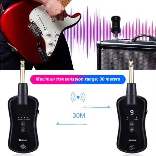  Hoison Wireless Guitar System Built-in Rechargeable Lithium Battery Digital Transmitter Receiver for Electric Guitar Bass (S8)
