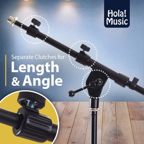  Hola! Music HPS-101TB Professional Tripod Microphone Mic Stand with Telescopic Boom, Black