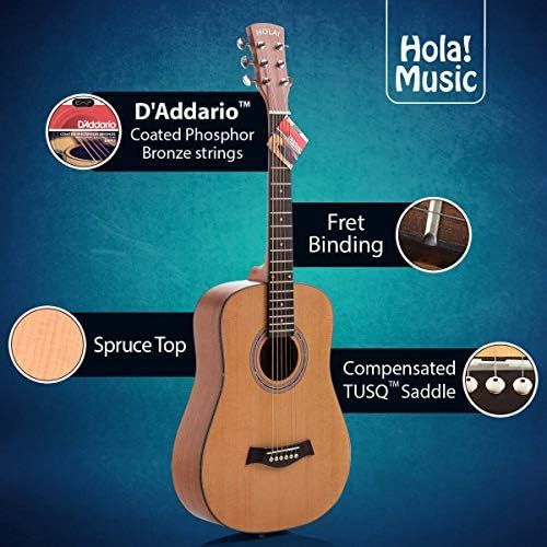  Hola! Music Acoustic Guitar Bundle for Beginners and Kids - 3/4 Size (36) Guitars -Natural