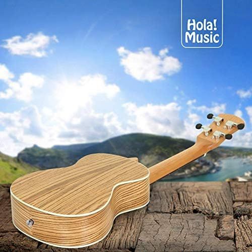  Concert Ukulele Deluxe Series by Hola! Music (Model HM-124ZW+), Bundle Includes: 24 Inch Zebrawood Ukulele with Aquila Nylgut Strings Installed, Padded Gig Bag, Strap and Picks