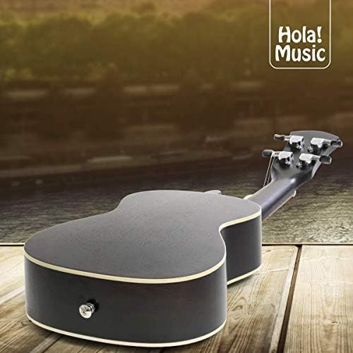  Concert Ukulele Bundle, Deluxe Series by Hola! Music (Model HM-124BK+), Bundle Includes: 24 Inch Mahogany Ukulele with Aquila Nylgut Strings Installed, Padded Gig Bag, Strap and Pi