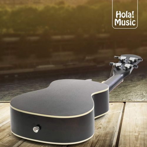  Concert Ukulele Bundle, Deluxe Series by Hola! Music (Model HM-124BK+), Bundle Includes: 24 Inch Mahogany Ukulele with Aquila Nylgut Strings Installed, Padded Gig Bag, Strap and Pi