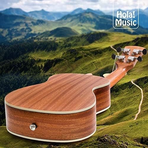  Concert Ukulele Bundle, Deluxe Series by Hola! Music (Model HM-124MG+), Bundle Includes: 24 Inch Mahogany Ukulele with Aquila Nylgut Strings Installed, Padded Gig Bag, Strap and Pi
