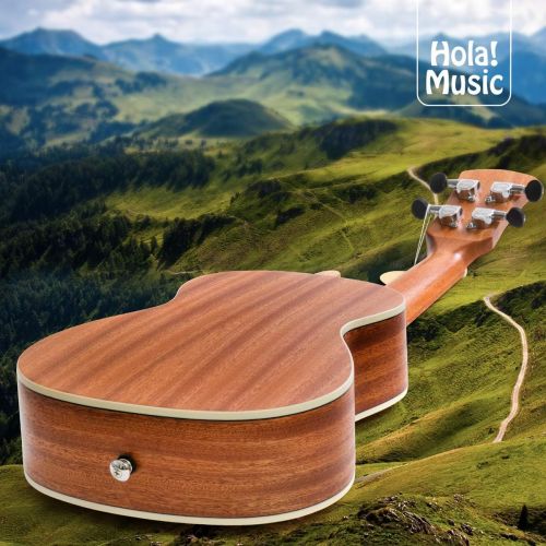  Concert Ukulele Bundle, Deluxe Series by Hola! Music (Model HM-124MG+), Bundle Includes: 24 Inch Mahogany Ukulele with Aquila Nylgut Strings Installed, Padded Gig Bag, Strap and Pi