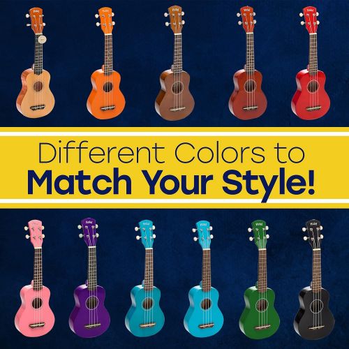  Hola! Music HM-21PK Soprano Ukulele Bundle with Canvas Tote Bag, Strap and Picks, Color Series, Pink