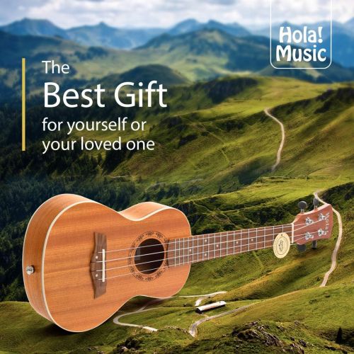  Tenor Ukulele Bundle, Deluxe Series by Hola! Music (Model HM-127MG+), Bundle Includes: 27 Inch Mahogany Ukulele with Aquila Nylgut Strings Installed, Padded Gig Bag, Strap and Pick