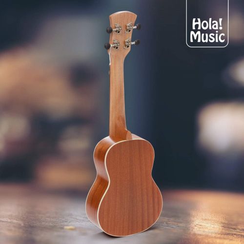  Hola! Music HM-121MG+ Deluxe Mahogany Soprano Ukulele Bundle with Aquila Strings, Padded Gig Bag, Strap and Picks, Natural