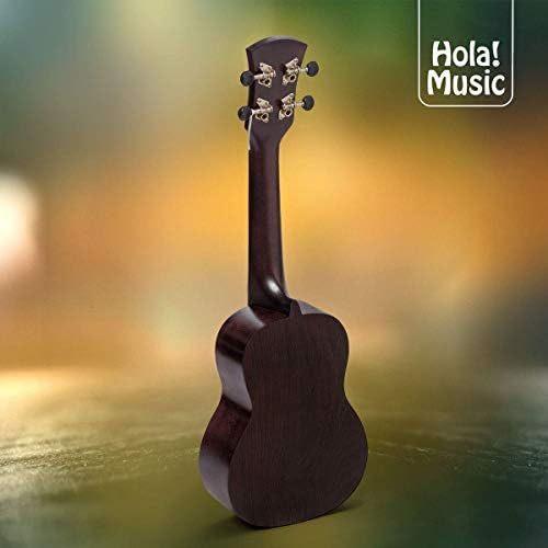  Hola! Music HM-121BK+ Deluxe Mahogany Soprano Ukulele Bundle with Aquila Strings, Padded Gig Bag, Strap and Picks - Black