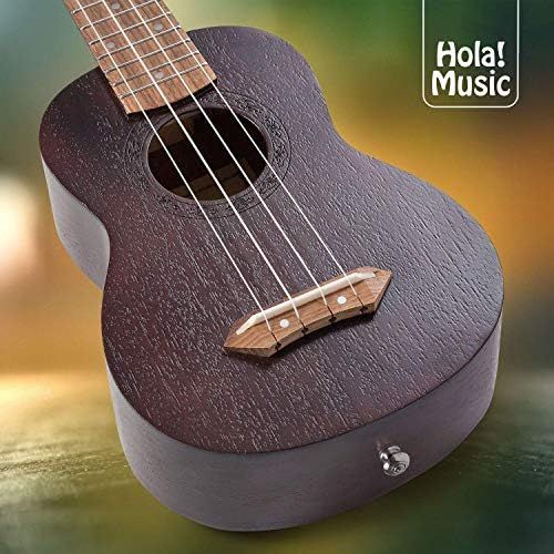  Hola! Music HM-121BK+ Deluxe Mahogany Soprano Ukulele Bundle with Aquila Strings, Padded Gig Bag, Strap and Picks - Black