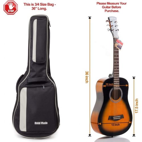  [아마존베스트]Acoustic and Classical Guitars Gig Bag 3/4 Size (36 inch) by Hola! Music, Deluxe Series with 15mm Padding, Black