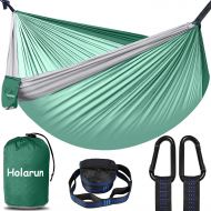 Holarun Double Camping Hammock with 2 Tree Straps, Portable Lightweight Hammocks with Ultralight Nylon Parachute Two Person Hammock for Backpacking, Hiking Gear, Outdoor, Travel, Camping,