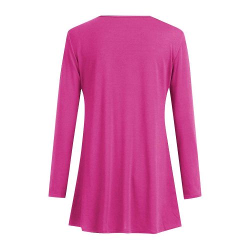  Holeider Damen Bluse Damen Langarm Langarmshirt Damen Elegant Tops Sexy Rundhals Pullover Lange Tunika T-Shirt Spitzen-Patchwork Lose 4 Farbe S-3XL